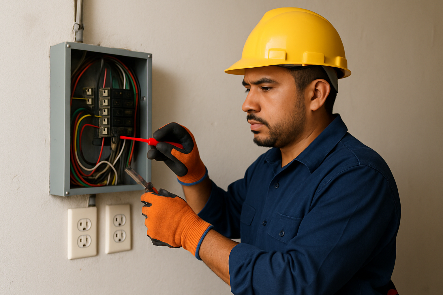 Electricista revisando una instalación eléctrica residencial en Guadalajara