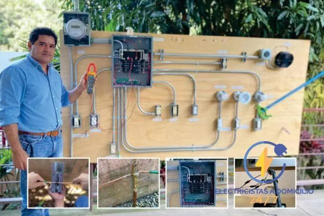 Instalación de tubería y cableado en una vivienda en construcción